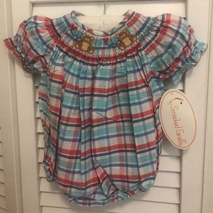 NWT Smocked Giraffe Teddy & Heart Bubble